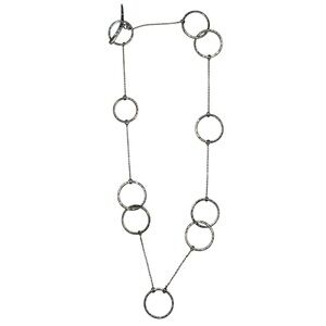 Baroni Sterling Silver Modernist Graduated Circle Link Chain Toggle Necklace 925